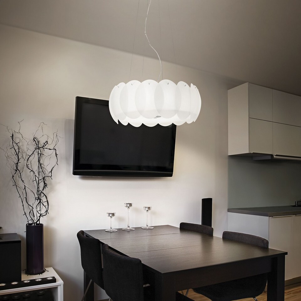 image 1 of Ovalino  8 Light  Large Ceiling Pendant White, E27