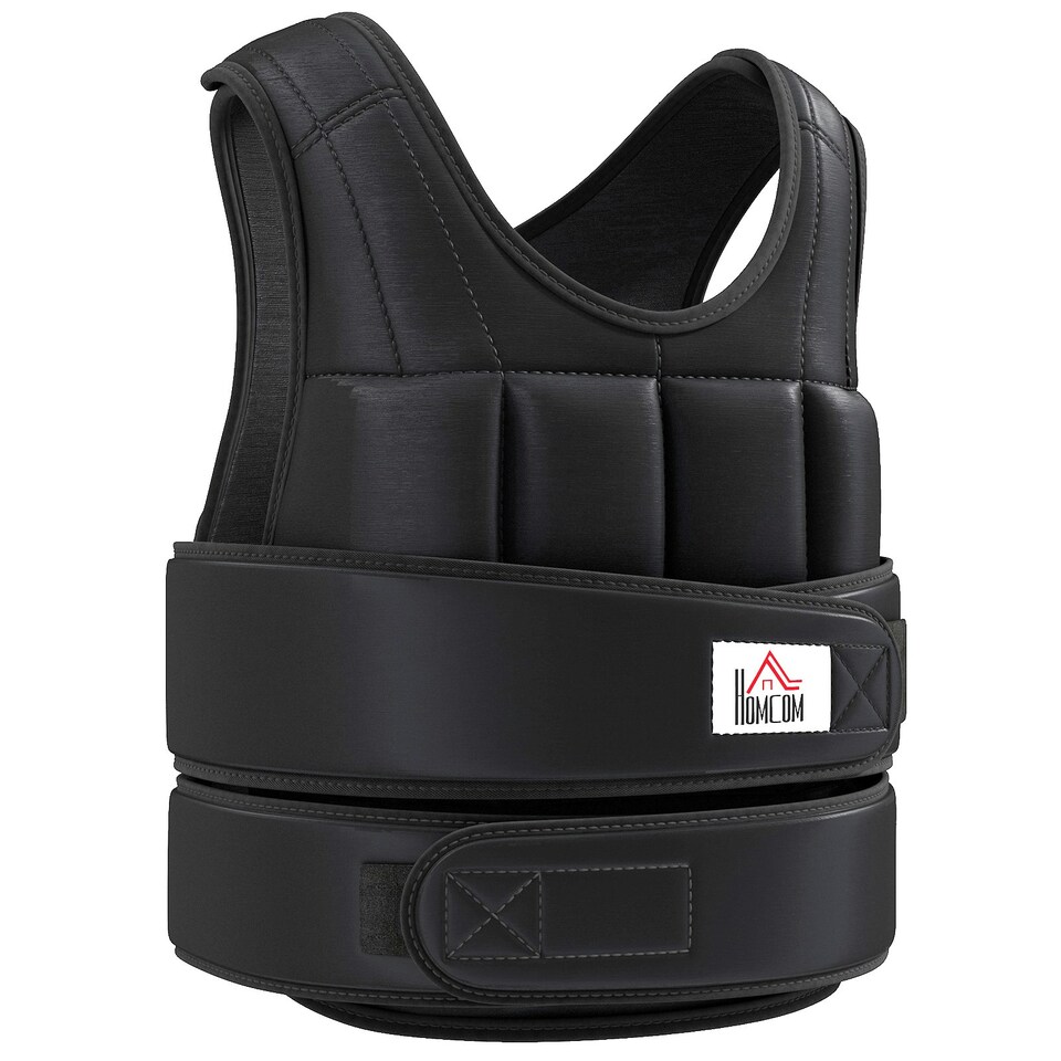 image 1 of HOMCOM 15KGS Adjustable Weight Vest Running Gym Training Weight Loss, Black
