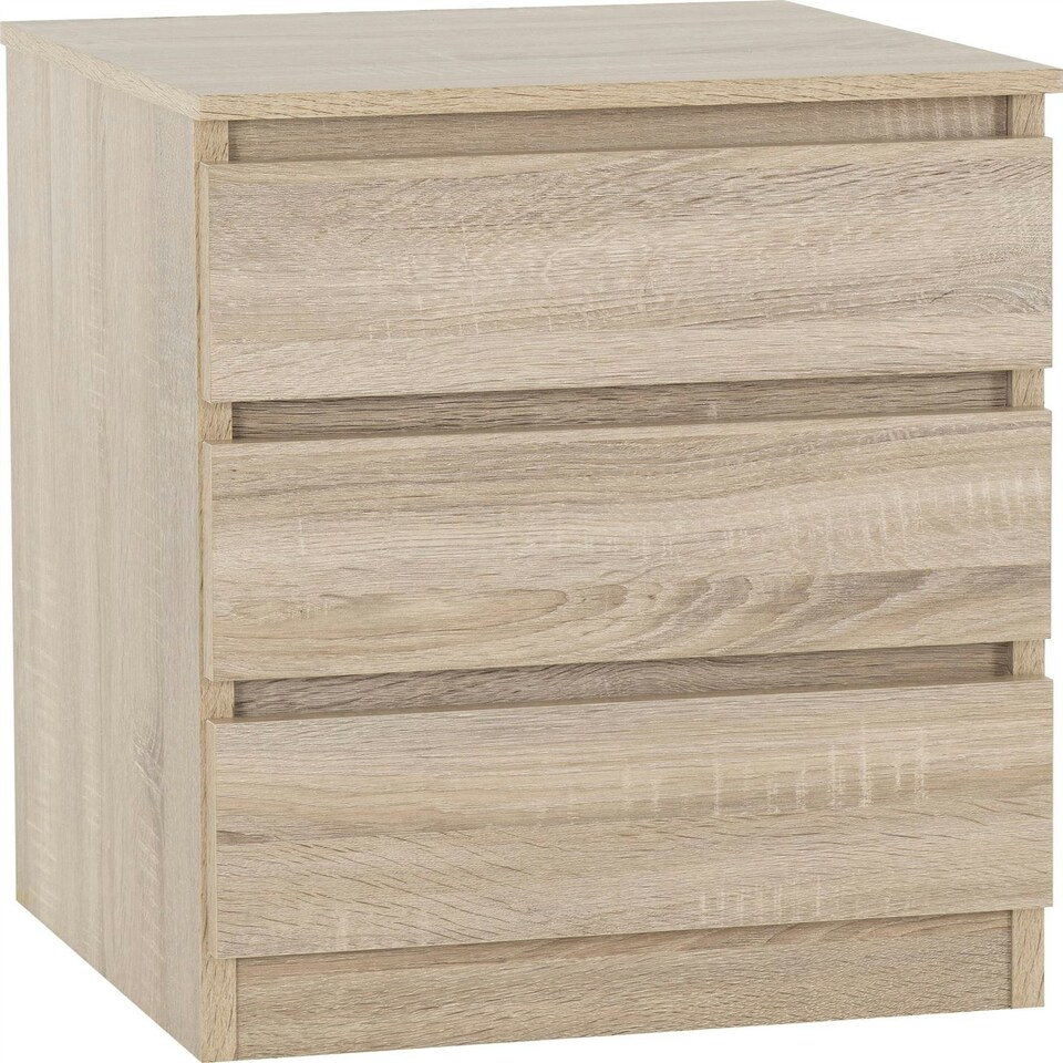 image 1 of Malvern 3 Drawer Bedside Table White