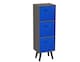 image 1 of Cedar Grey 3-Tier 3-Drawer Cube Shelving Unit with Scandinavian Legs | Blue | Dark Blue & Black | 1
