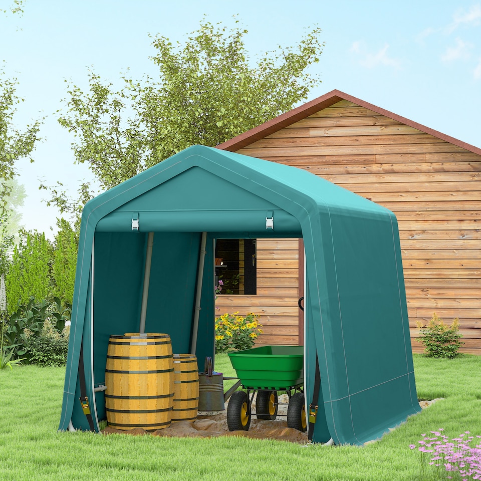 image 1 of Outsunny Outdoor Garden Storage Shed Waterproof Bike Tent w/ Zipper Doors