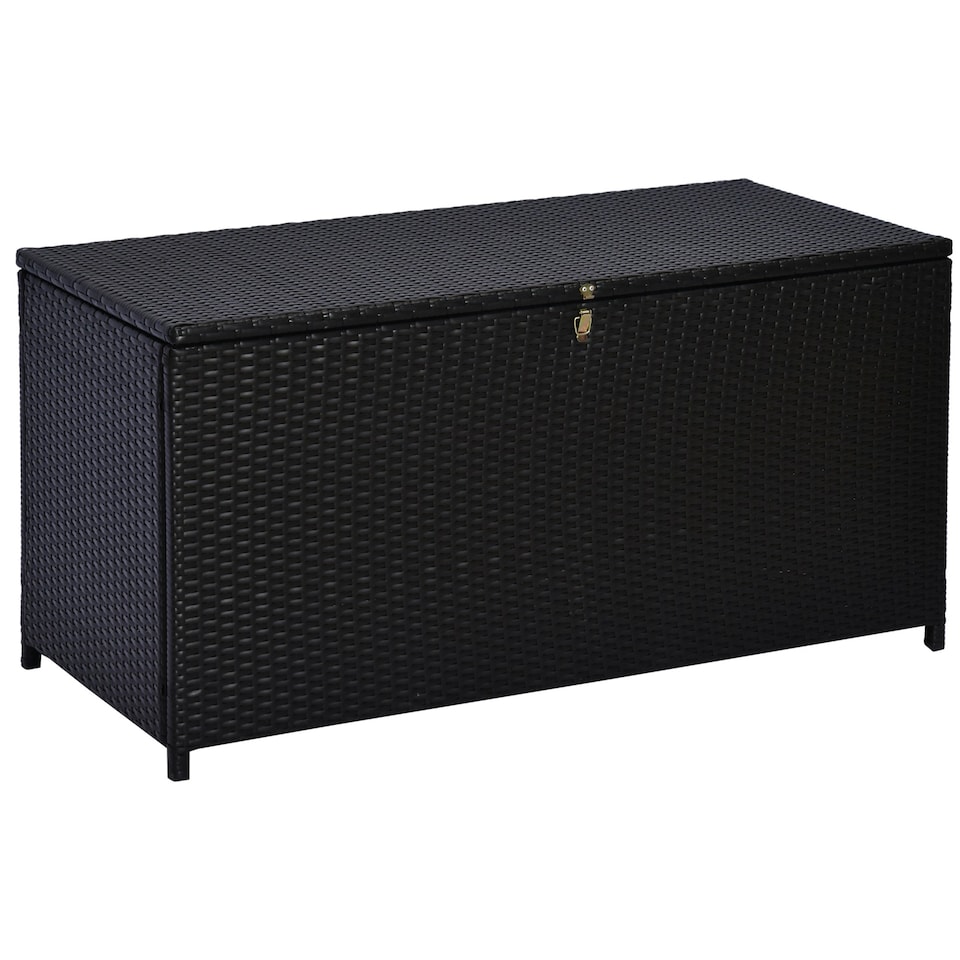 image 1 of Outsunny Large Rattan Storage Box Garden Chest Wicker Outdoor Cabinet Deck Shed