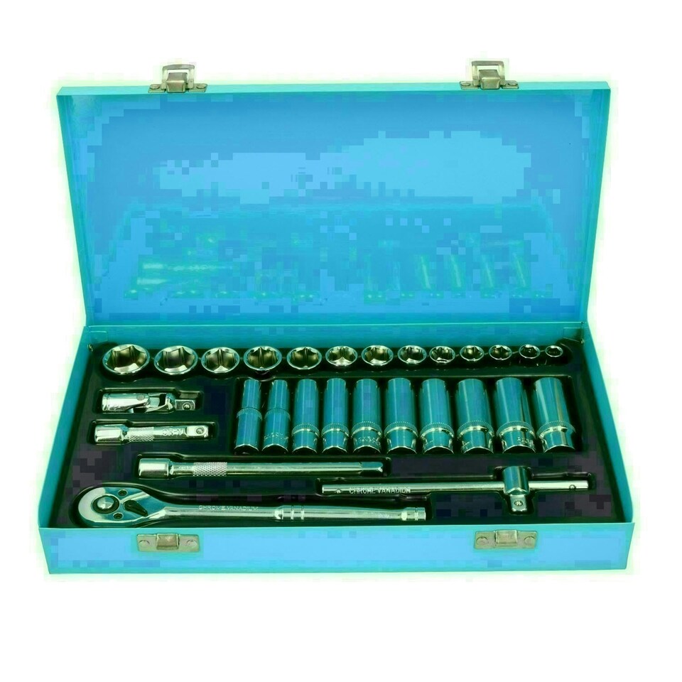 image 1 of 28pc 3/8" Drive Metric MM Shallow + Deep Socket And Accessory Set 8 - 24mm