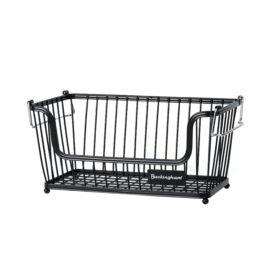 image 1 of Buckingham Multi-Purpose Stackable Storage Organising Basket 30.5 x 16 x 15 cm Black