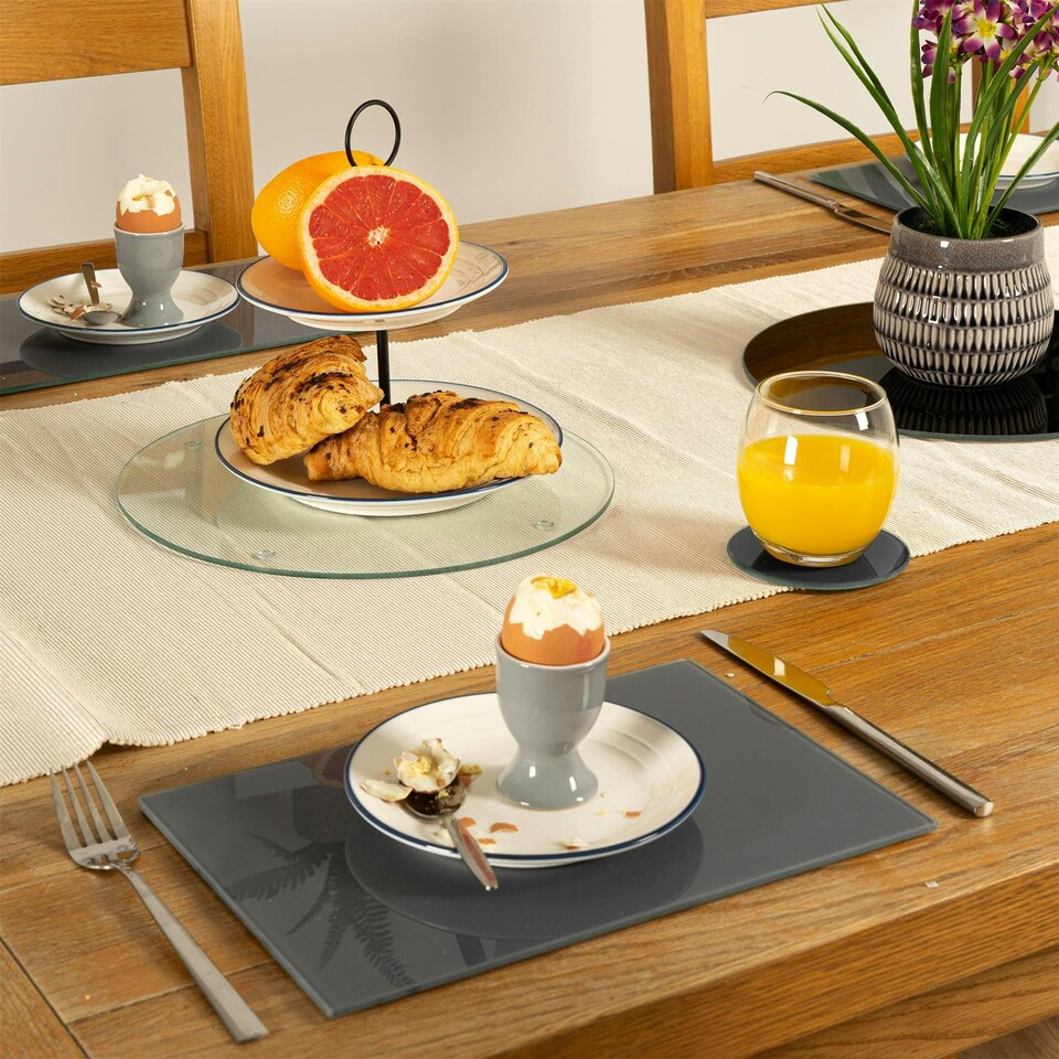 image 1 of Harbour Housewares Round Glass Placemats - 30cm - Black - 6pk - Elegant Table Set Black