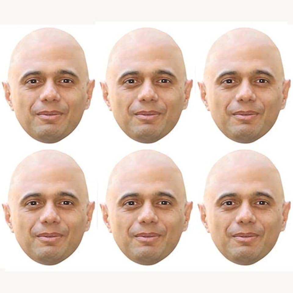 Sajid Javid Cardboard Face Masks - Pack of 6