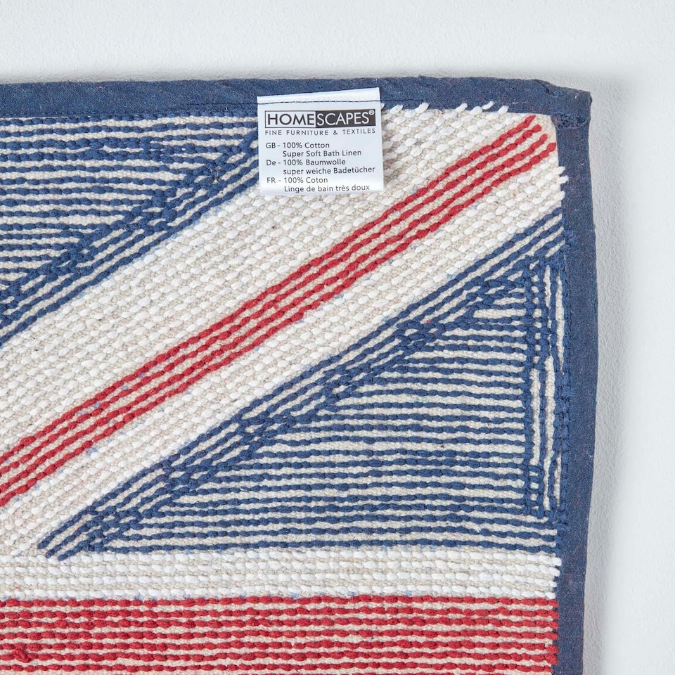 image 1 of Homescapes Union Jack Flag Cotton Bath Mat