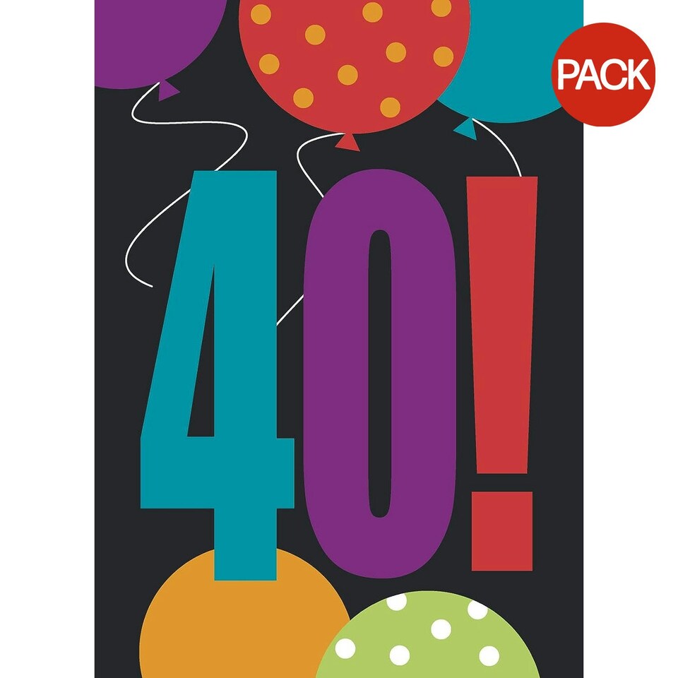 Unique Party Cheer 40th Birthday Invitations (Pack of 8) - Multicoloured - One Size