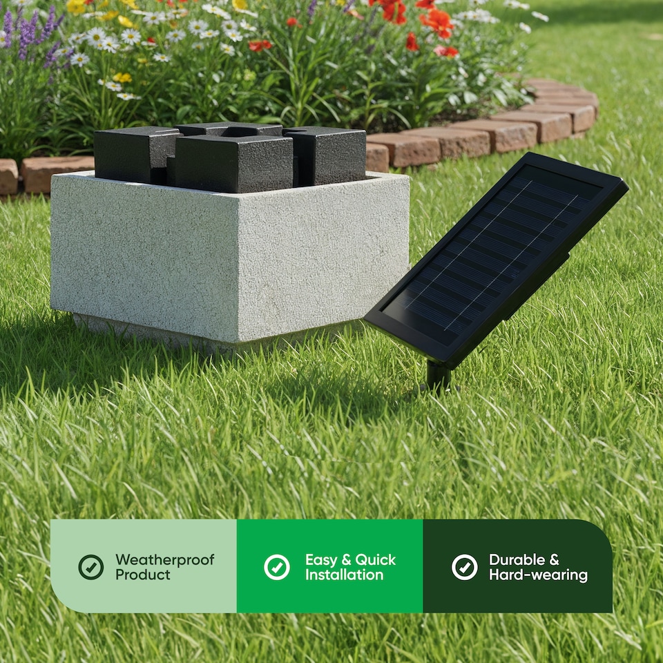 image 1 of Gardenwize Solar Powered Granite Oasis Solar Water Feature
