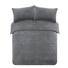 OHS Teddy Duvet Cover with Pillowcase Set, Super King - Charcoal
