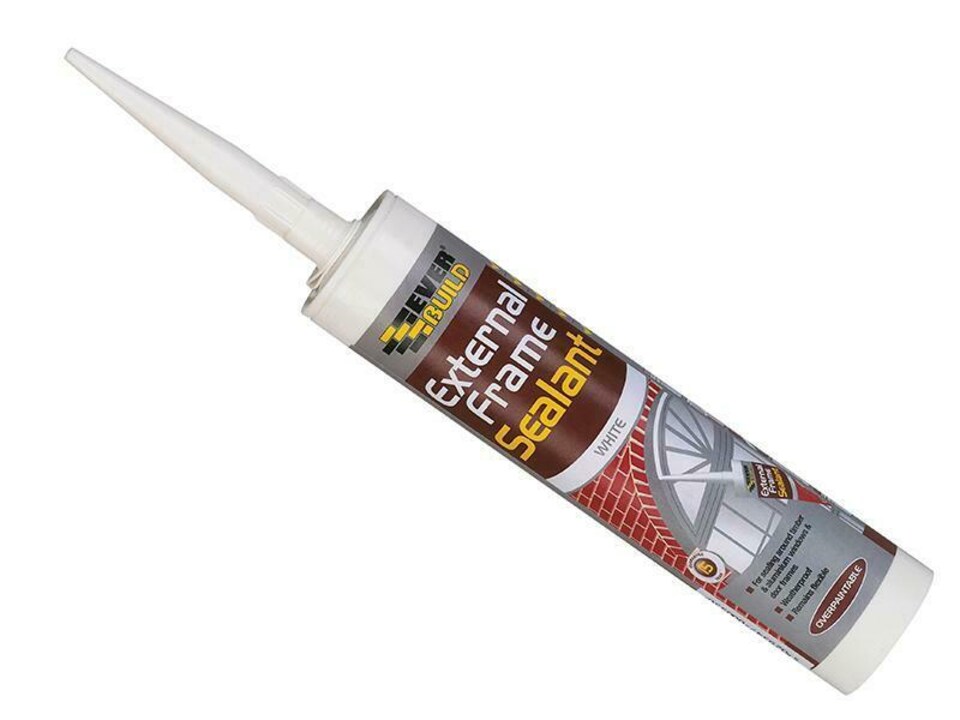 image 1 of Everbuild External Frame Sealant, Interior And Exterior Use, Permanently Flexible, Mould-Resistant Stone 290ml (Pack of 4)