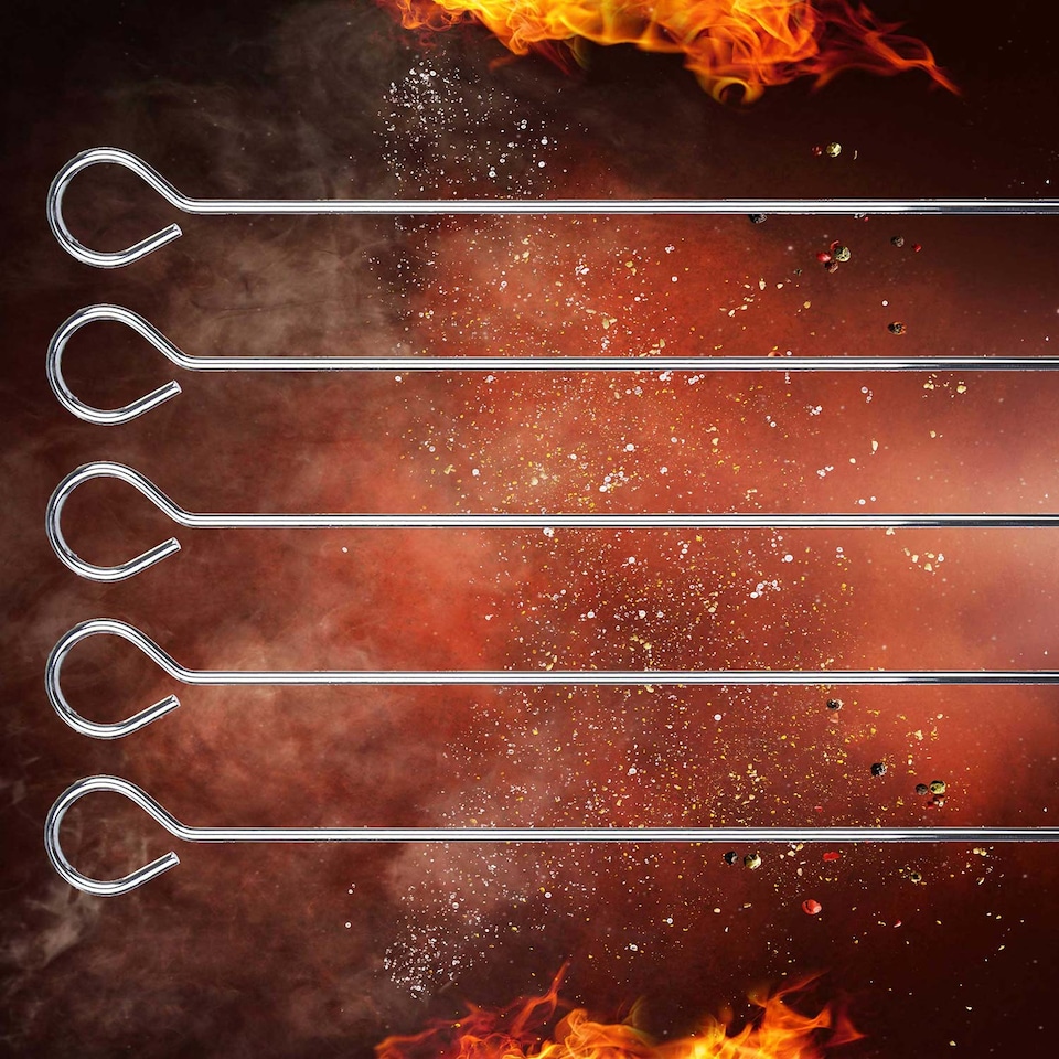 image 1 of PMS Chrome Plated Steel Skewers - 5 Pack