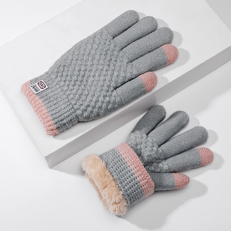 Thermal Gloves for Women Ladies, Winter Touch Screen Fleece Lined Warm Knit Gloves for Cold Weather Running Skiing Cycling Driving