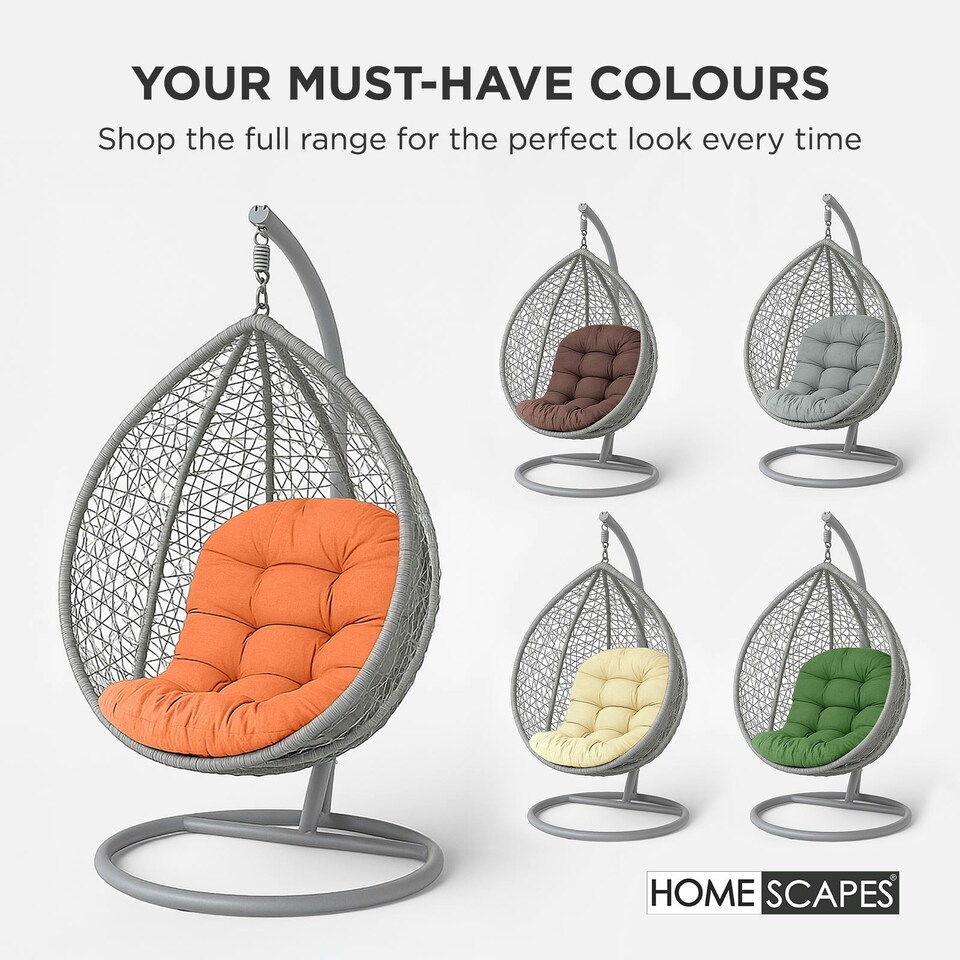 image 1 of Homescapes Cream Round Egg Chair Swing Cushion