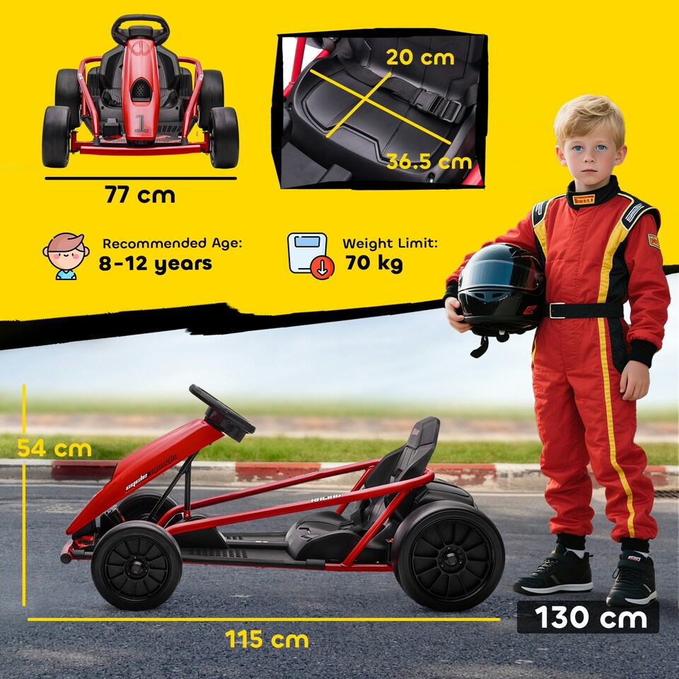 image 1 of HOMCOM 24V Electric Go Kart for Kids with Music, Horn Honking, Slow Start