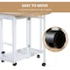 image 6 of HOMCOM 3pc Wooden Kitchen Cart Trollet Table Folding Stools Space-saving