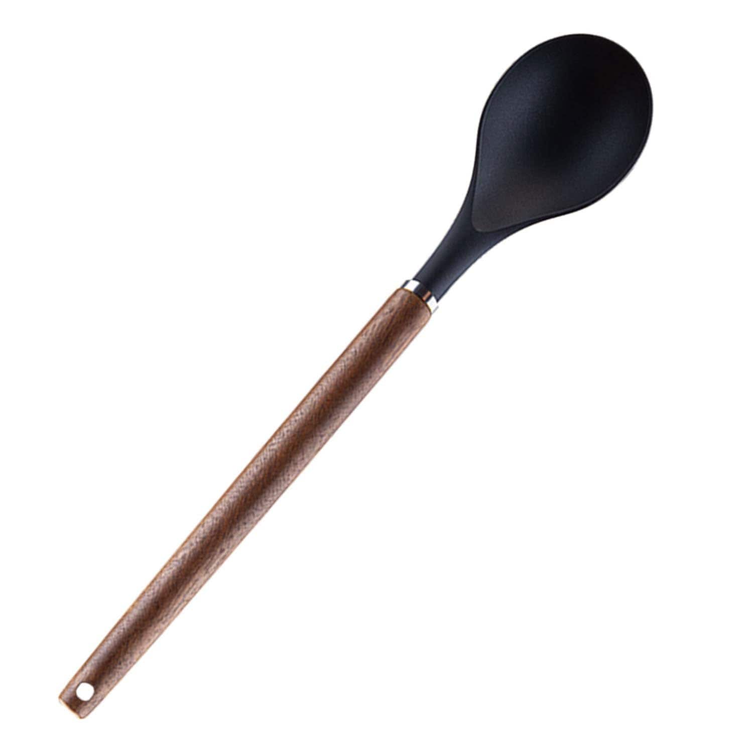 VFM e-Store Solid Spoon Wood Handle Acacia Wooden Heat Resistant Black