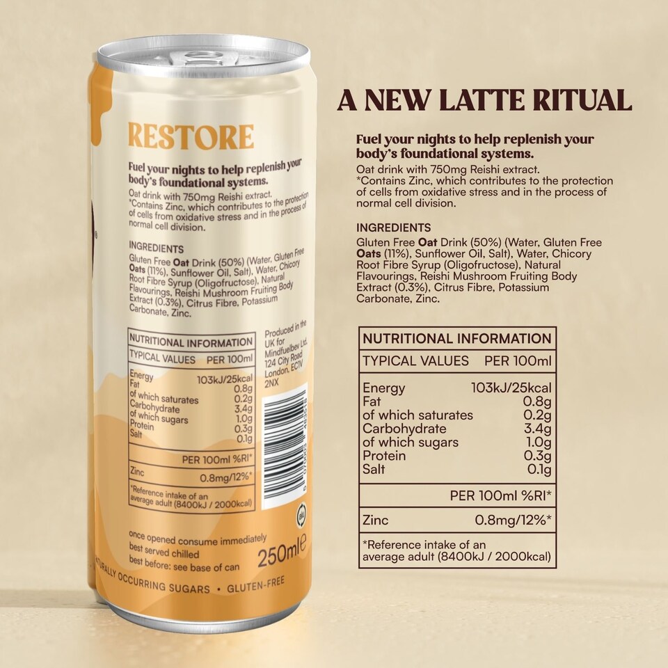 image 1 of Mindfuel Flow Restore - Reishi Oat Latte Banoffee 12 x 250ml