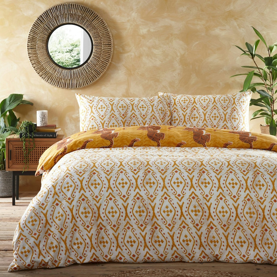 image 1 of furn. Tibetan Tiger Tribal Super King Duvet Cover Set