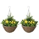 image 1 of Outsunny 2 PCs Artificial Lisianthus Flower Hanging Planter Basket Yellow