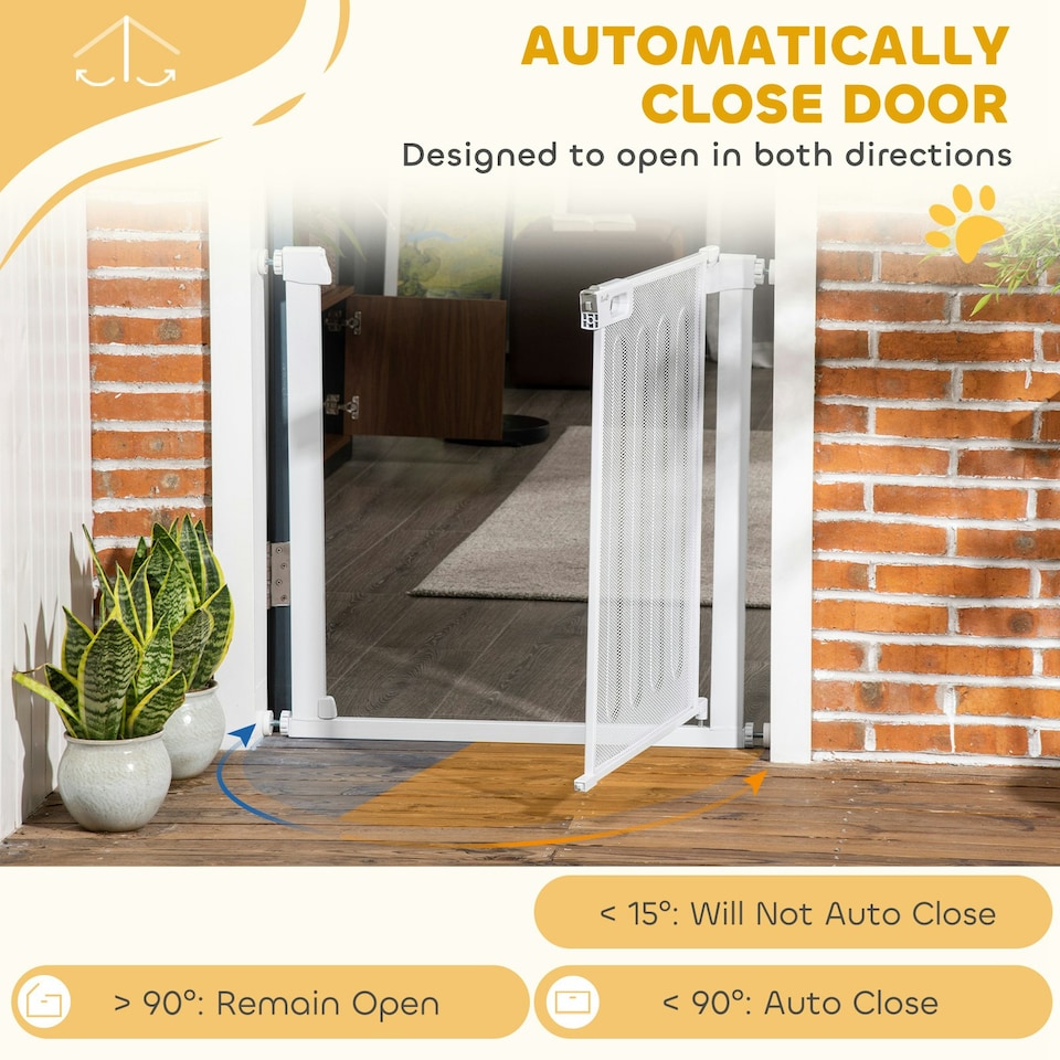 image 1 of PawHut Pressure Fit Safety Gate for Stairs w/ Auto Close 75-82 cm - White