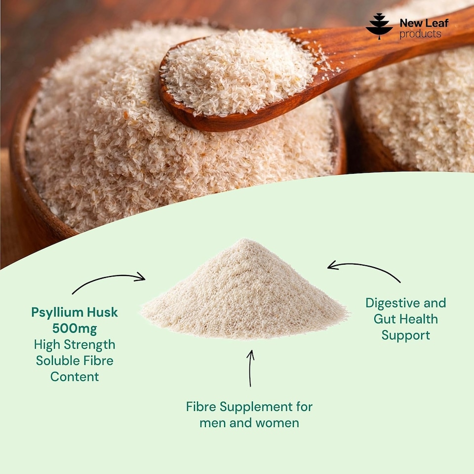image 1 of New Leaf Psyllium Husk Powder - High Strength 5000mg Fibre Supplement