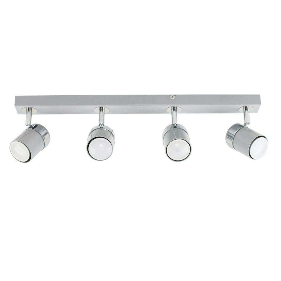 image 1 of ValueLights Rosie Grey Ceiling Bar Spotlight and GU10 Spotlight LED 5W Warm White 3000K Bulbs | Grey