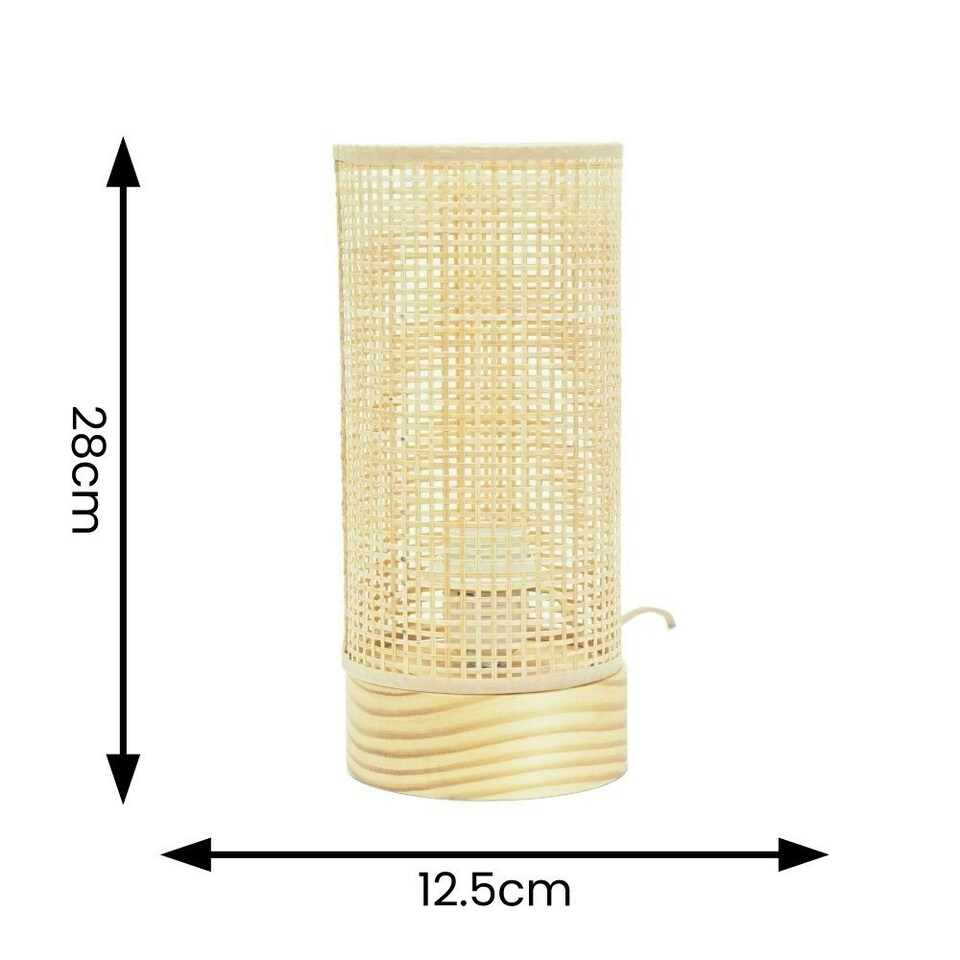 image 1 of ValueLights Elsa Pair of Natural Bamboo Shade Wooden Table Lamps with LED Bulbs