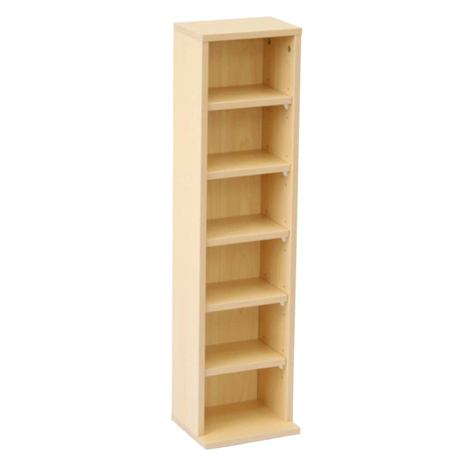 image 1 of 6 Tier Beech Wooden CD DVD Game Book Shelf Storage Tower Rack - Fits 102 CDs