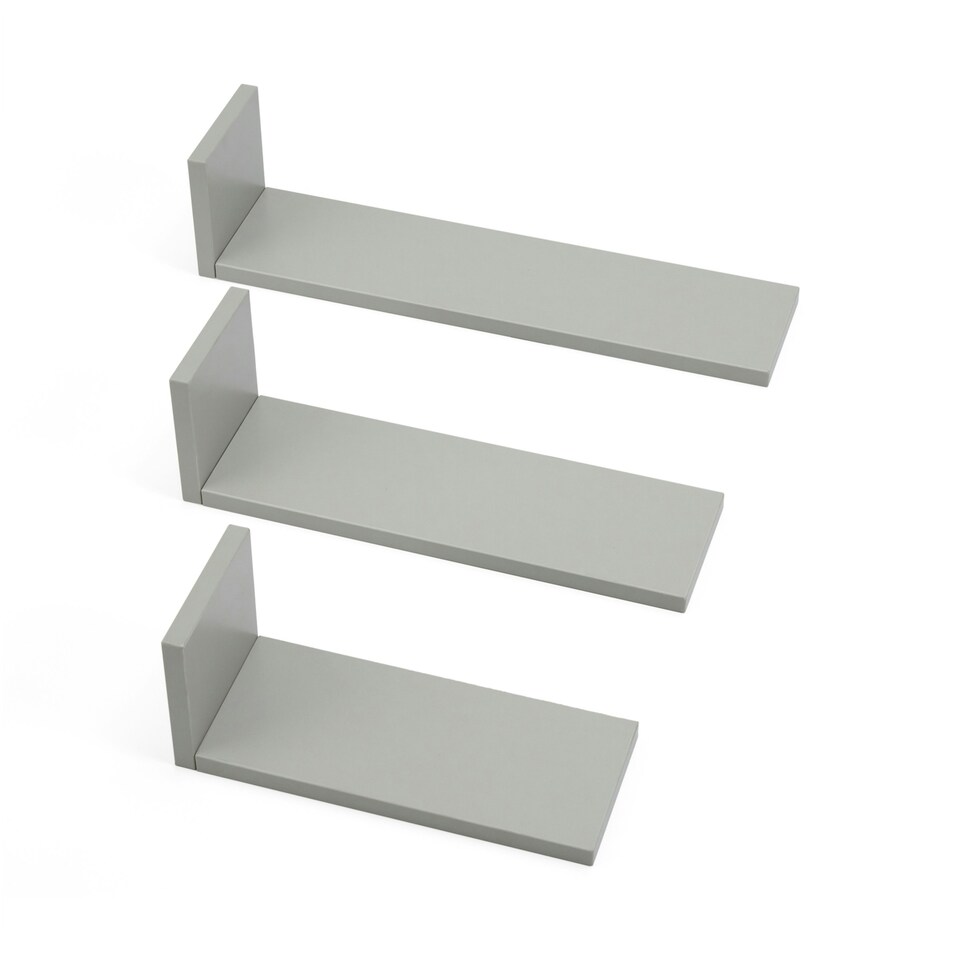 image 1 of Tutti Bambini Set of Three L-Shaped Wall Shelves - Dove Grey