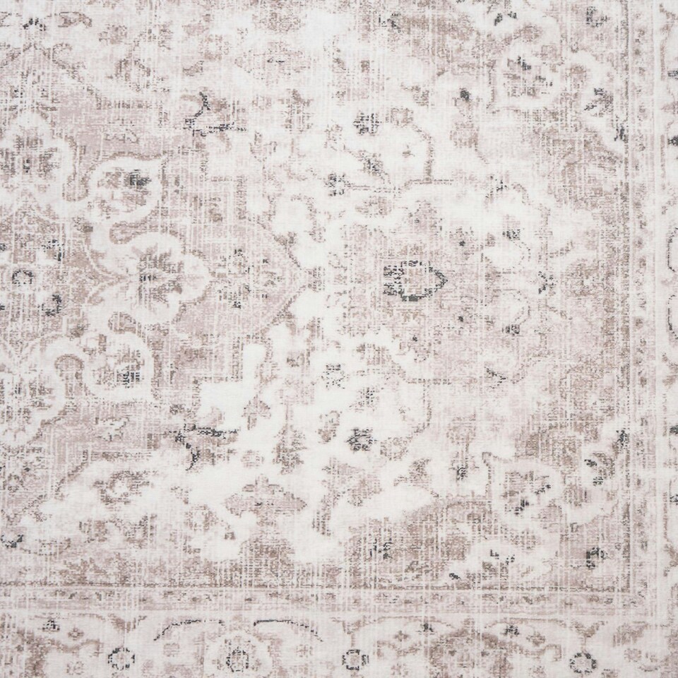 image 1 of OHS Vintage Print Washable Indoor Carpet Floor Rug Runner, 66x200cm - Natural Yellow | Natural | 66x200cm