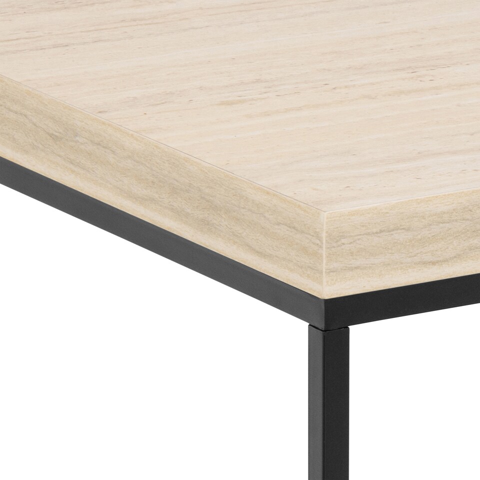 image 1 of Barossa Coffee Table with Travertine Rough Paper Top & Black Powder Steel Base 40cm