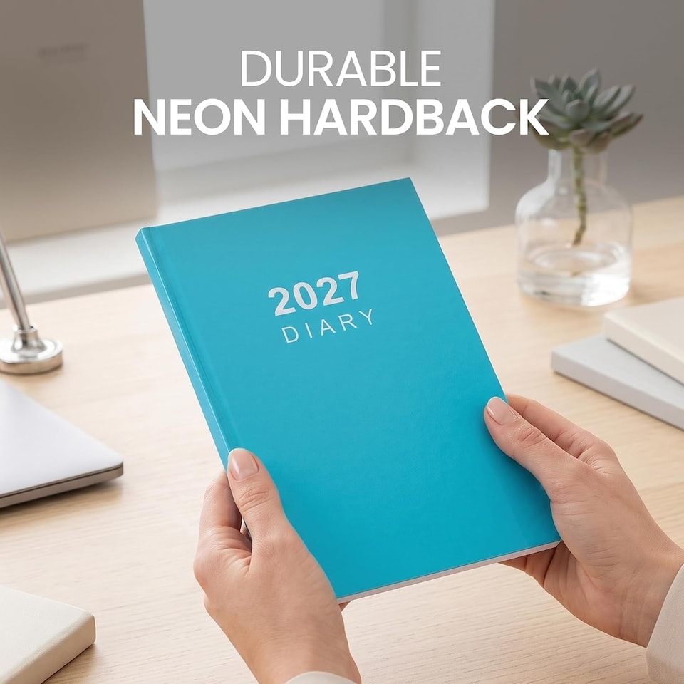 image 1 of 2027 Diary A5 Week to View - Hardback Planner Organiser with Ribbon Bookmark - Weekly Appointment Journal Notebook (Teal) | Blue | Teal