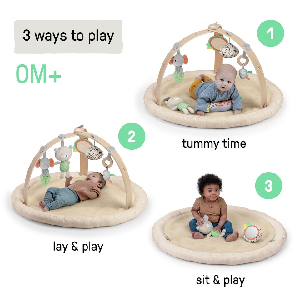 image 1 of Ingenuity Every Season Plush Lambswool Baby Gym & Tummy Time Play Mat Newborn+