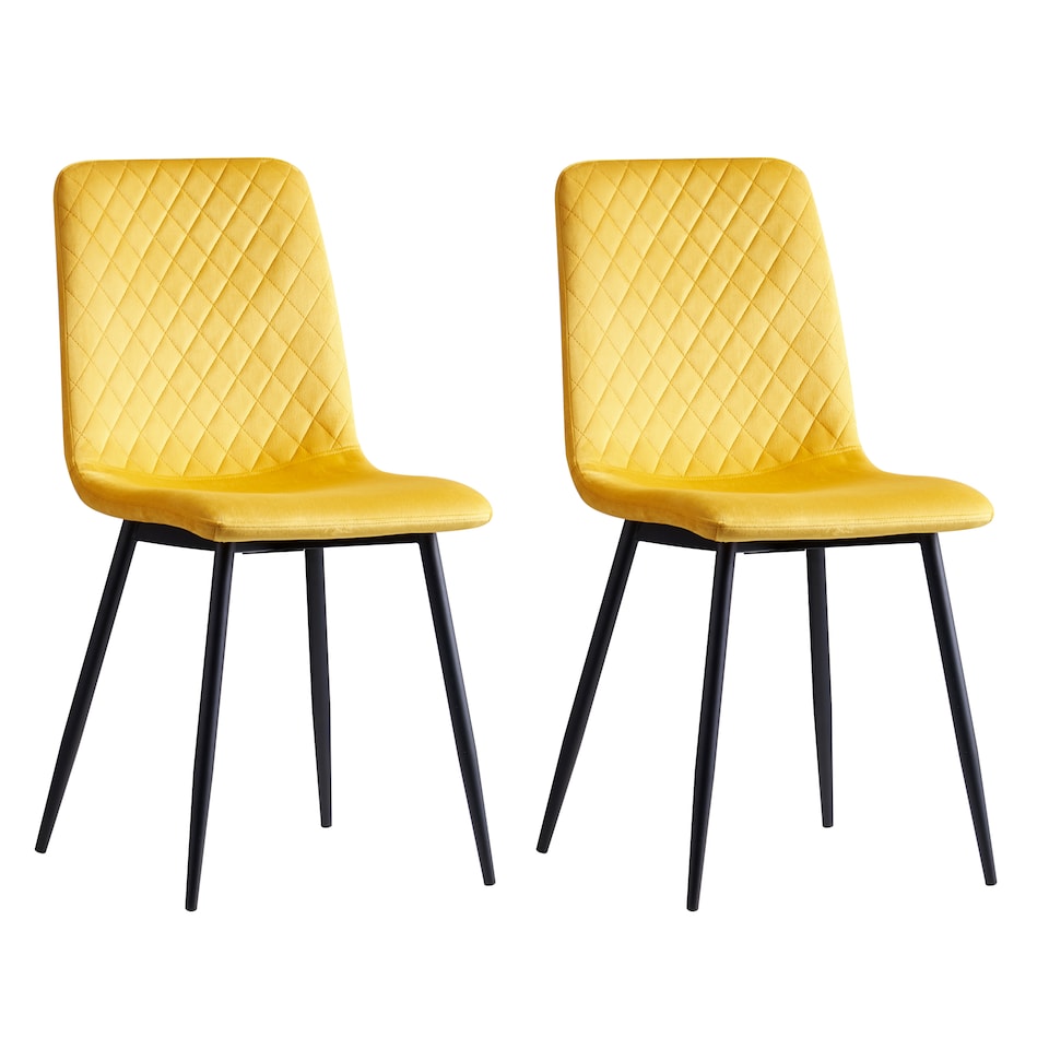 image 1 of Dining Chairs Velvet Fabric Lexi Set of 4 Yellow by MCC
