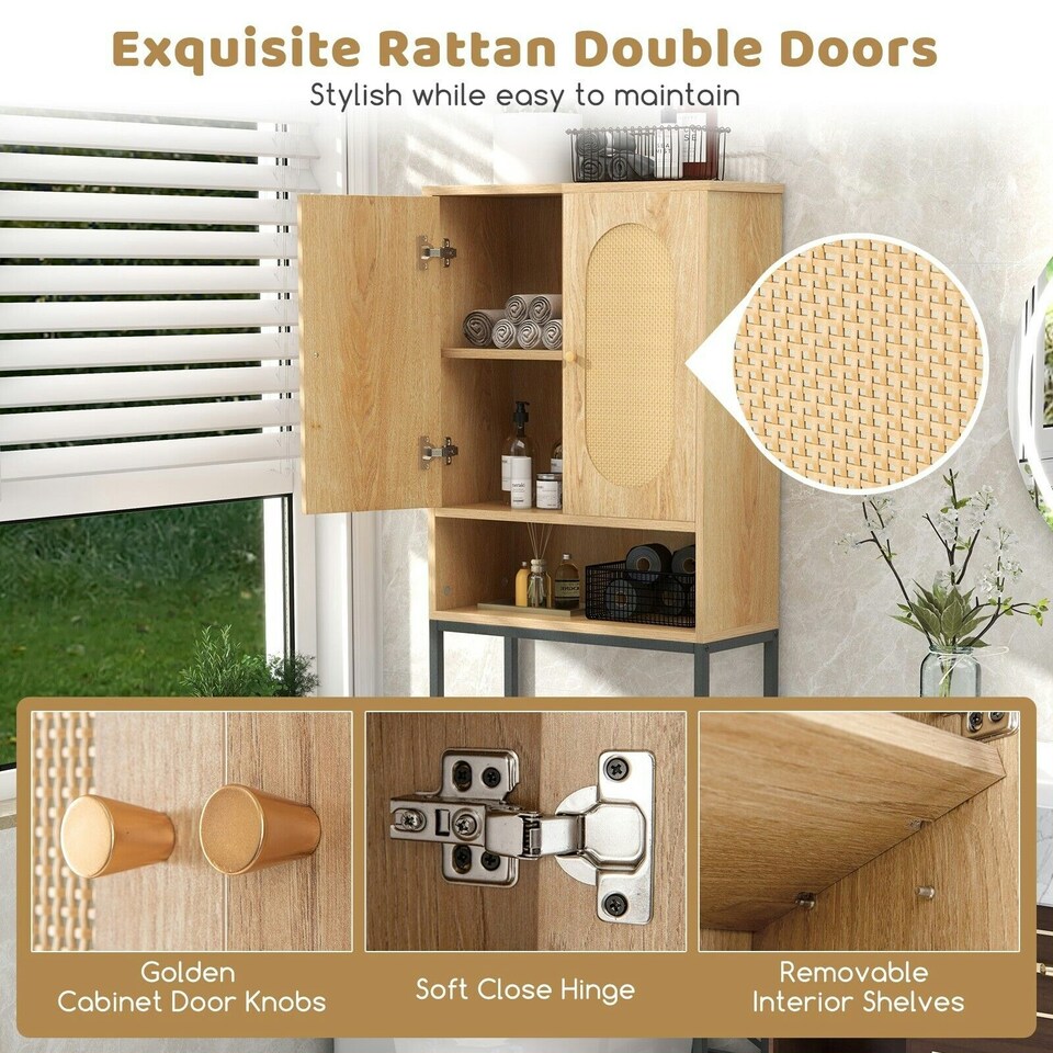 image 1 of COSTWAY Freestanding Toilet Storage Cabinet Bathroom Rack