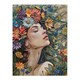 image 3 of Woman Boho Portrait Spring Flowers Mosaic Black Framed Wall Art Print A4