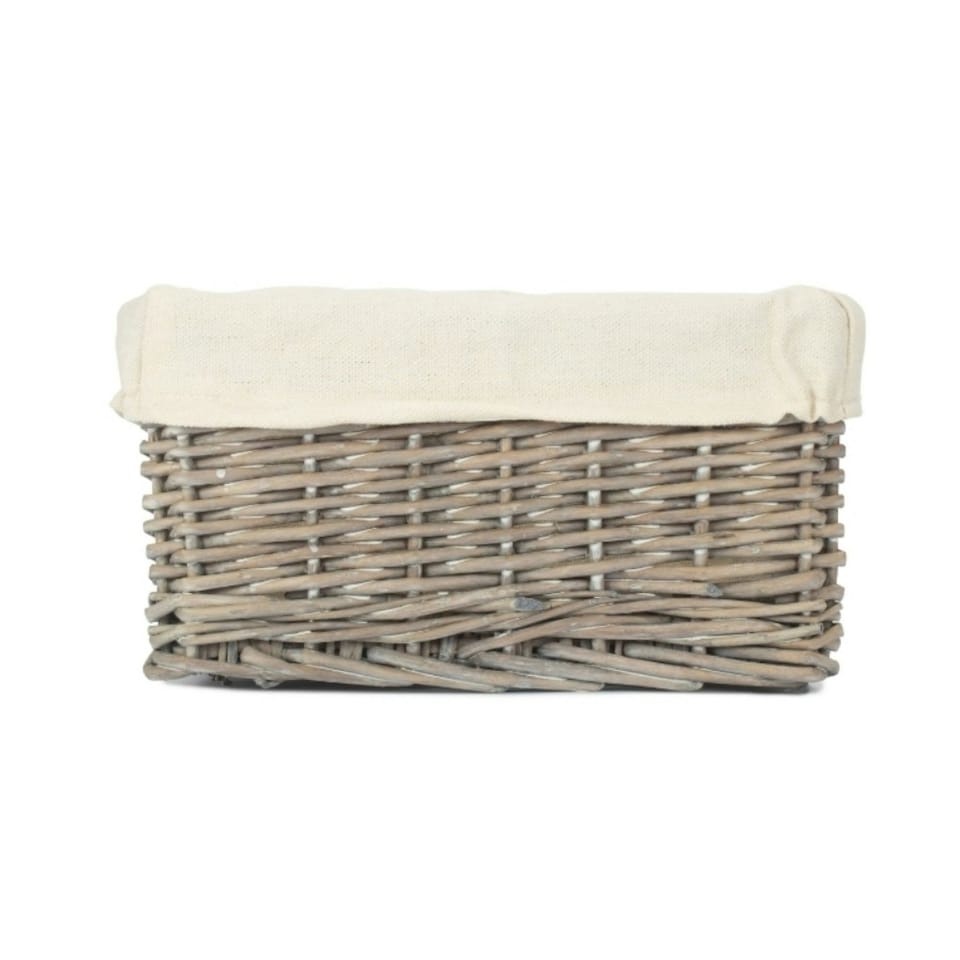 image 1 of Wicker Grey Wash Lined Storage Tray Grey | Grey | L