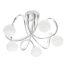 BHS Soni 5 Light Flush Ceiling Light | Silver | Chrome | 1