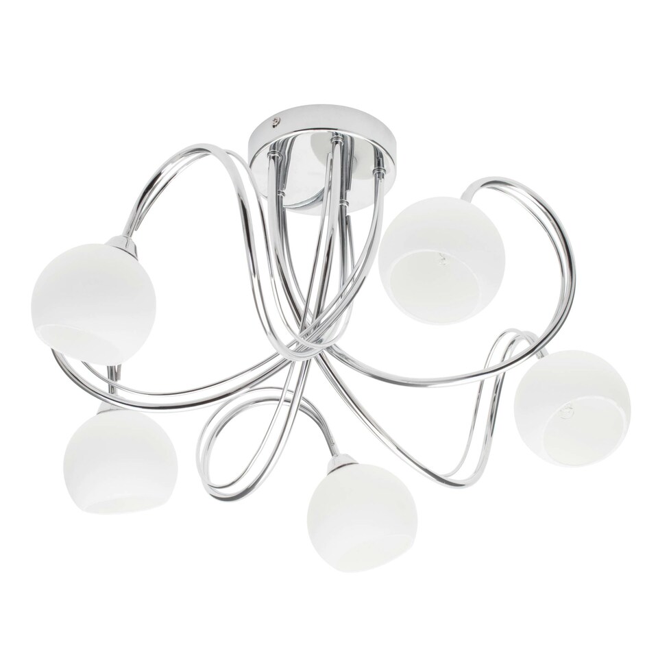 image 1 of BHS Soni 5 Light Flush Ceiling Light | Silver | Chrome | 1