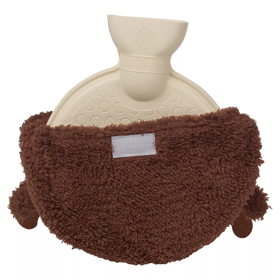 image 1 of Hot Water Bottle Soft Fluffy Christmas Themed Cover Stress & Pain Relief 0.85L