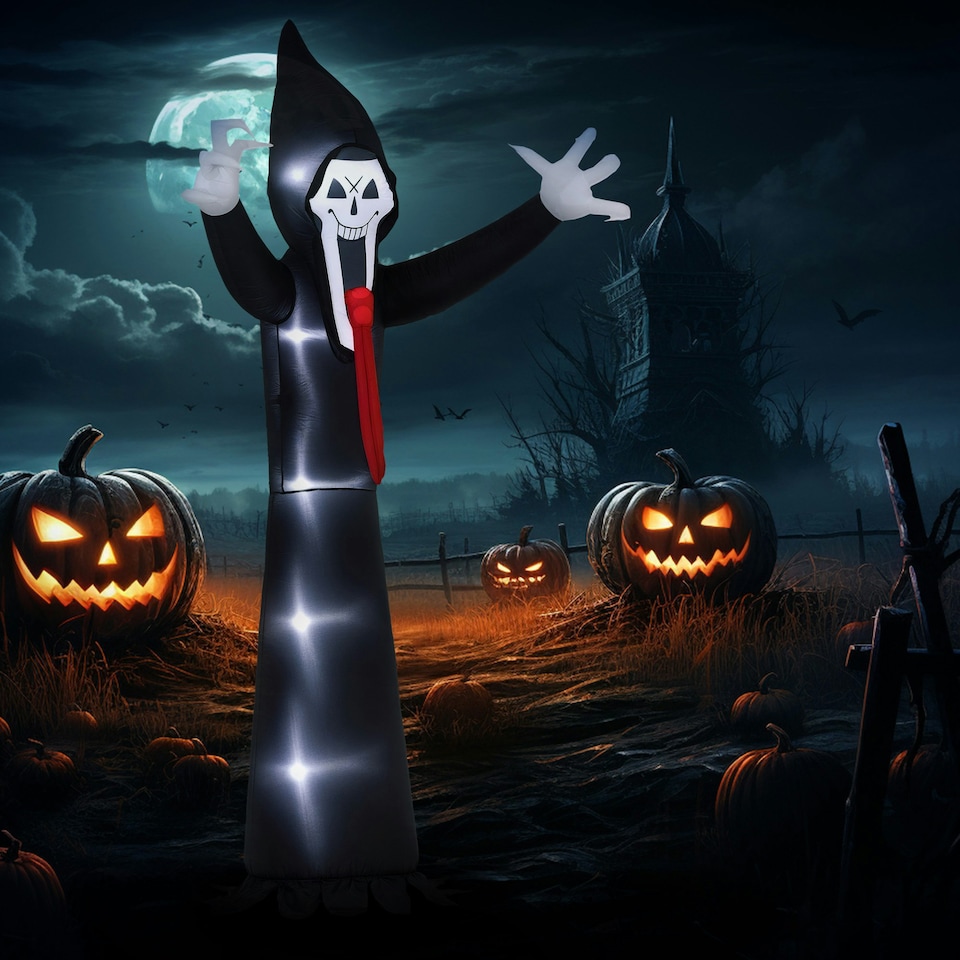 image 1 of Outsunny 10 FT Grim Reaper Halloween Inflatable for Indoor, Outdoor Party
