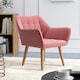 image 6 of HOMCOM Velvet-Feel Accent Chair with Arms Slanted Back Wood Legs Pink