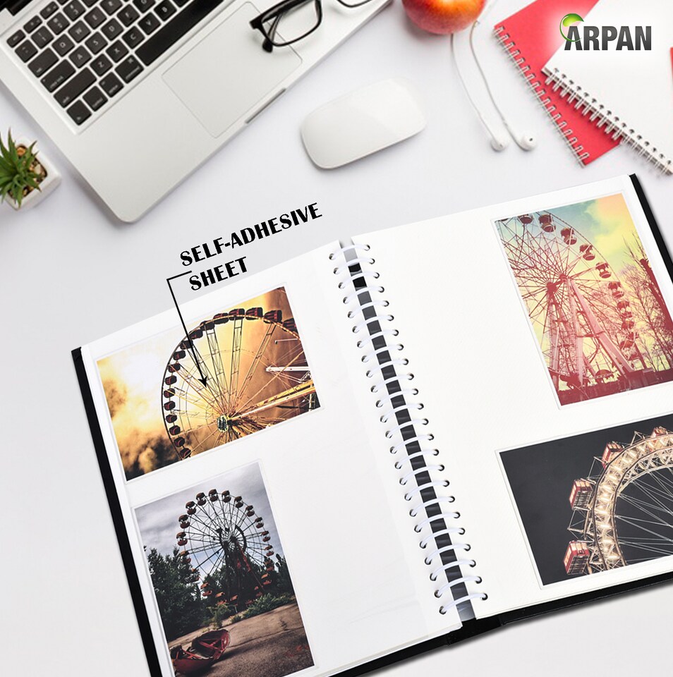 image 1 of ARPAN Self Adhesive Spiral Ring Binding Photo Album – 36 Sheets / 72 Sides – Large Sticky Page Scrapbook Memory Album for Photos, Keepsakes & Special Occasions