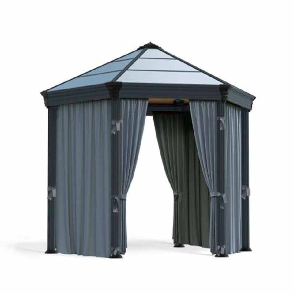 image 1 of Curtain Set for Hexagonal Gazebo - Polyester - L217 x W232 cm - Grey (Gazebo Not Included)