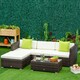 image 2 of Outsunny 5 Pieces Rattan Sofa Set Wicker Sectional Cushion Patio Brown Garden