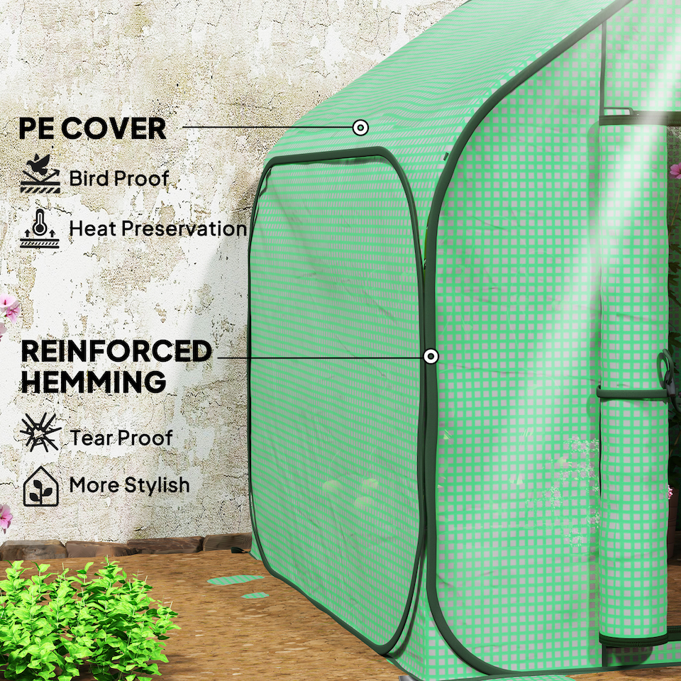 image 1 of Outsunny Mini Pop Up Greenhouse w/ Reinforced PE Cover, Zipper Door, Green | Green | 1