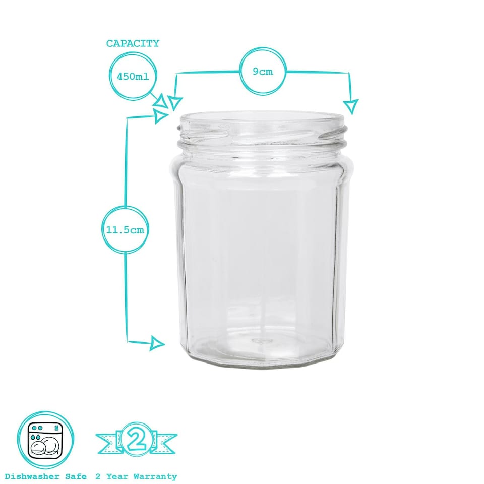 image 1 of Argon Tableware Glass Jam Jars - 380ml - Pack of 6 - Lids Not Included