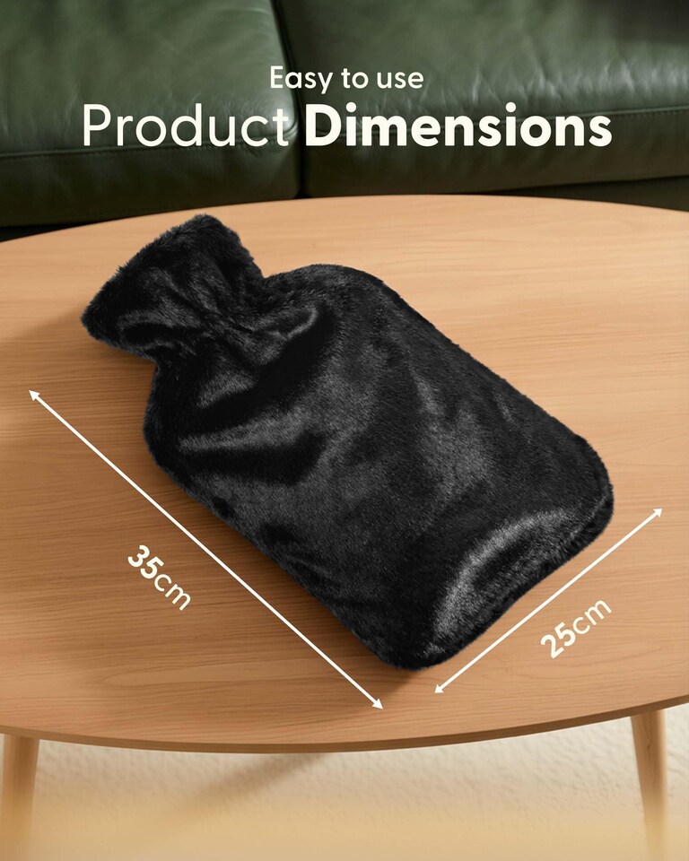 image 1 of Keplin Fluffy Faux Fur Hot Water Bottle 2 Litre with Hand Warming Cover