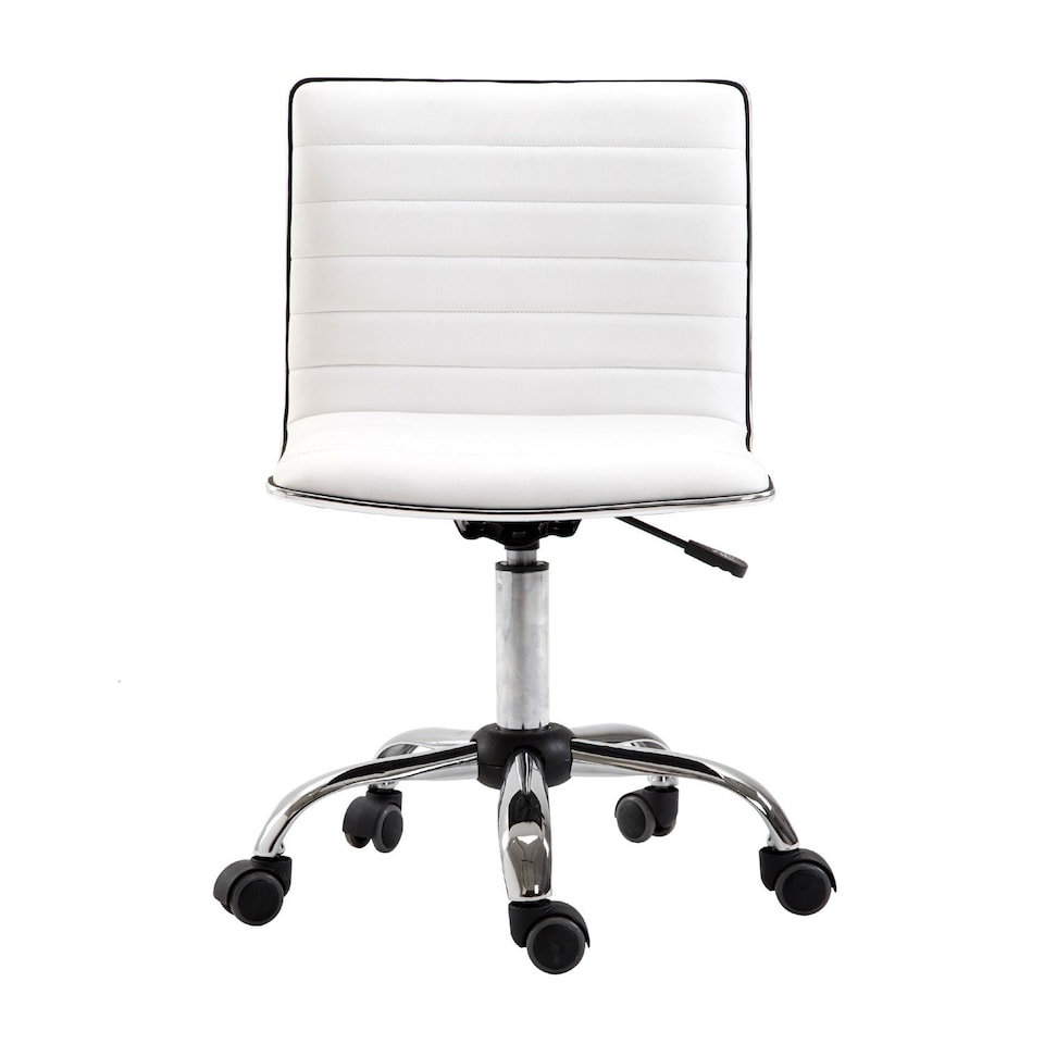image 1 of HOMCOM Armless Mid-Back Adjustable Office Chair with 360 Swivel White